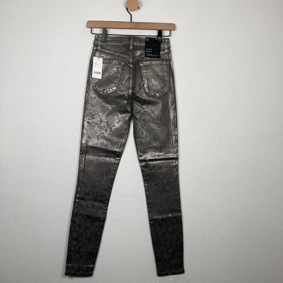 NEW! J BRAND WOMENS SILVER PYTHON LEENAH HIGH RISE ANKLE SKINNY JEANS SIZE 24 - Picture 3 of 12